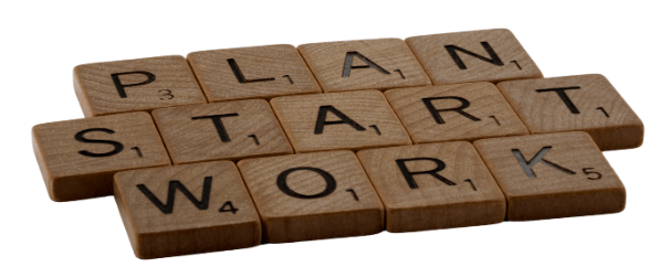 Palabras Plan, Start, Work