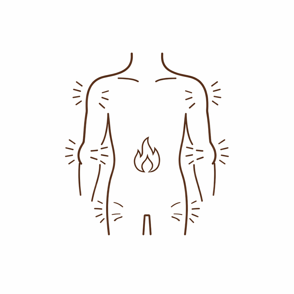 Icono de inflamación crónica: torso humano con líneas que representan inflamación.